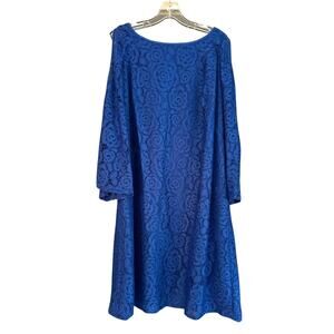 Adrianna Papell Cobalt Blue Lace Overlay Knee Length 18w Exposed Shoulder Dress